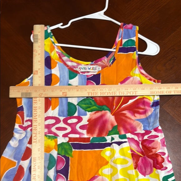 Jams World vintage 90s Red Pink hibiscus Sleeveless Sundress Maxi pockets floral - Picture 7 of 9